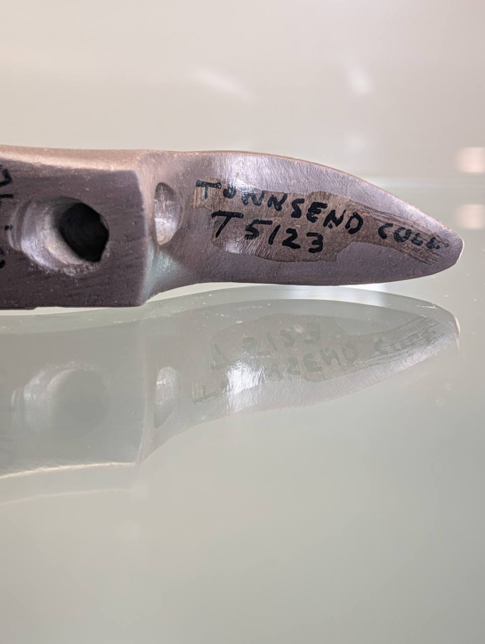 Townsend collection inscription T5123 on the underside of the birdstone