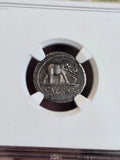 Julius Caesar AR Denarius — Elephant & Snake, NGC Ch VF