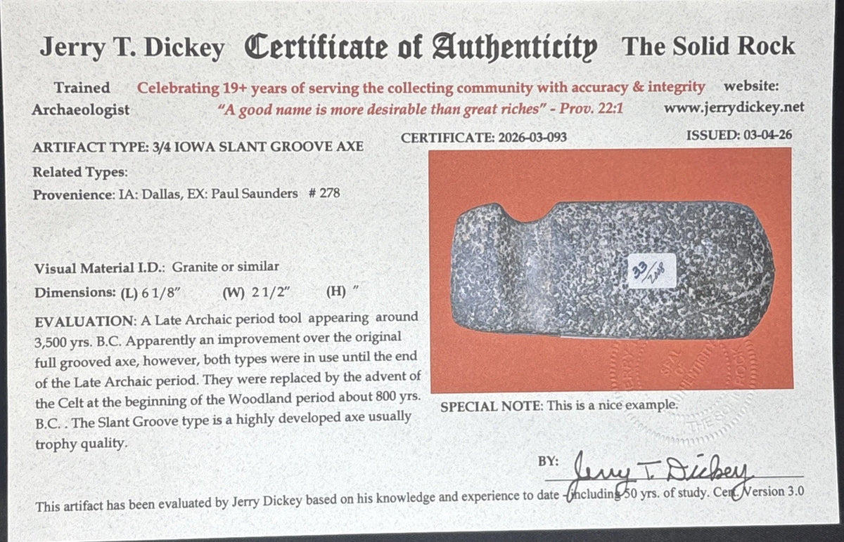 6 1/8″ Iowa Slant Groove Axe — Dallas Co., IA — view 9