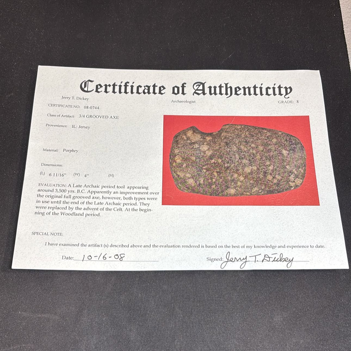 6 11/16″ × 4″ Porphyry Axe — Jersey Co., IL — photo 9